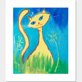 Yellow cat Posters and Art